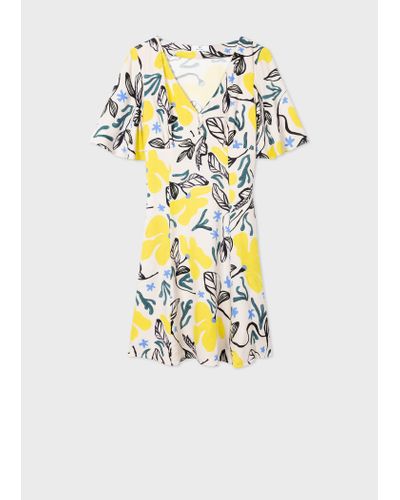 PS by Paul Smith Viscose 'sea Floral' Dress White