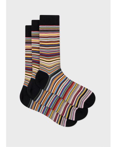 Paul Smith Silk-blend Signature Stripe Socks Three Pack Multicolour