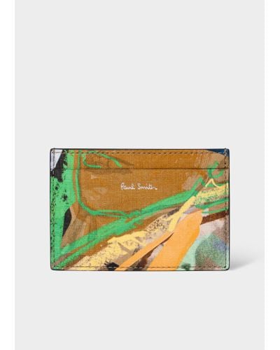 Paul Smith 'life Drawing' Print Leather Card Holder Multicolour - Grey