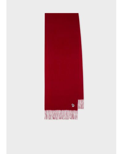 PS by Paul Smith Red Lambswool Zebra Scarf