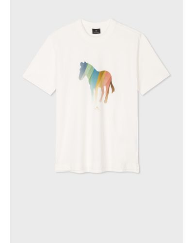 PS by Paul Smith Mens Reg Fit Ss T Shirt Broad Zebra - White