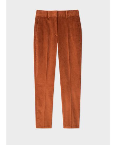 PS by Paul Smith Tapered-fit Rust Corduroy Trousers Brown - Orange