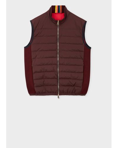 Paul Smith Damson Mixed Media Down Gilet - Red