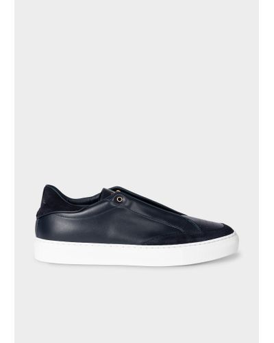 Paul Smith Navy Leather 'sato' Trainers Blue
