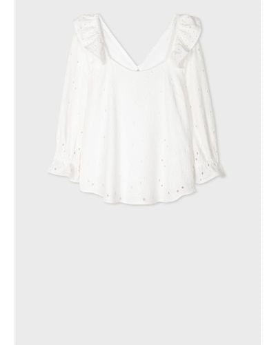 PS by Paul Smith White Cotton Broderie Anglaise Top
