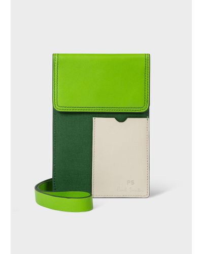 PS by Paul Smith Green Leather 'patchwork' Neck Pouch