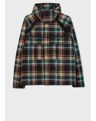 PS by Paul Smith Teal Checked Wool Jacket Green - Black