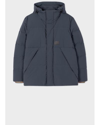Paul Smith Mens Hooded Down Jacket - Blue