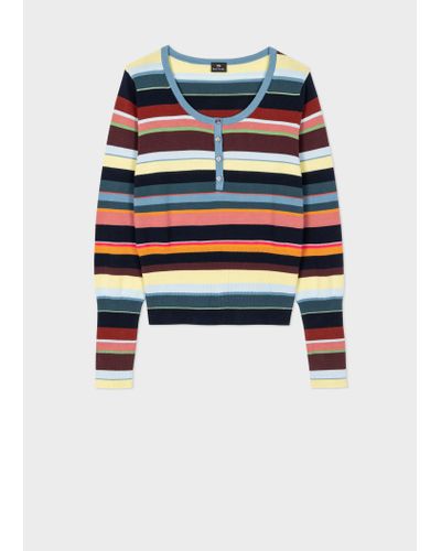 PS by Paul Smith Multi Stripe Knitted Top - Blue