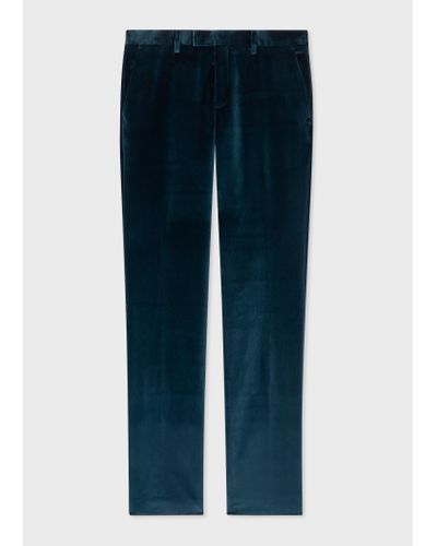 Paul Smith Slim-fit Navy Velvet Trousers Blue