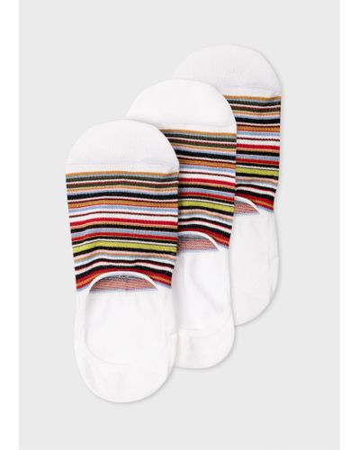Paul Smith White 'signature Stripe' Loafer Socks Three Pack