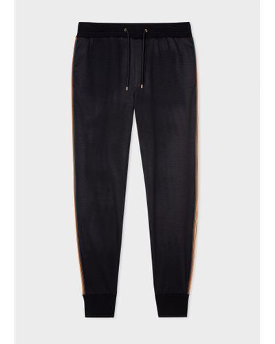 Paul Smith Tapered-fit Navy Wool 'signature Stripe' Joggers - Blue