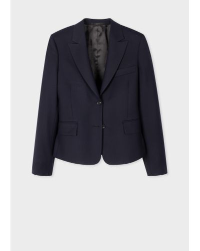 Paul Smith Navy Wool Cropped 'a Suit To Travel In' Blazer - Blue