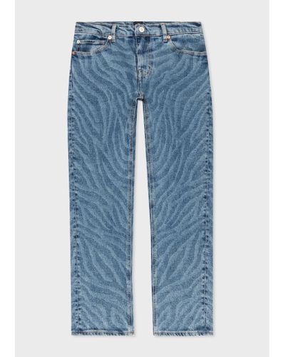 PS by Paul Smith Mid-wash Straight-leg Zebra Jeans Multicolour - Blue