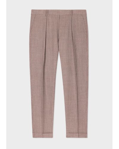 Paul Smith Mauve And Grey Duo Check Wool Single Pleat Trousers - Multicolour