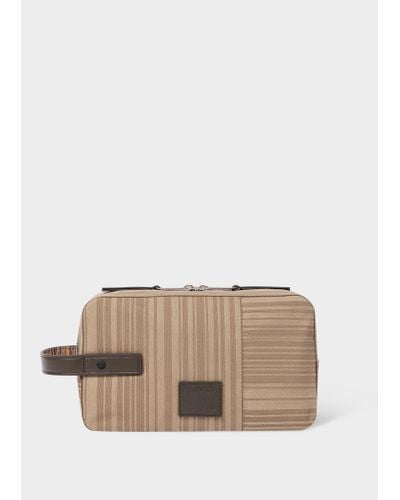 Paul Smith Sand 'shadow Stripe' Wash Bag White - Natural