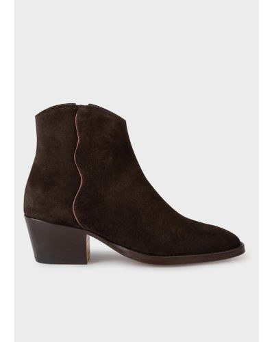 Paul Smith Suede Dark Brown 'austin' Ankle Boots