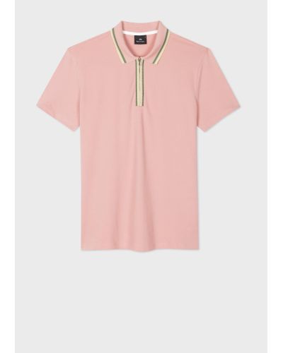 PS by Paul Smith Mens Reg Polo Ss Zip - Pink