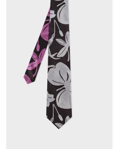 Paul Smith Black 'floral Cutout' Silk Tie - White