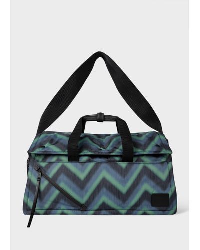 Paul Smith Green Recycled Polyester 'zig Zag' Holdall Bag - Blue