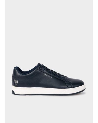 PS by Paul Smith Navy Leather 'albany' Trainers Blue