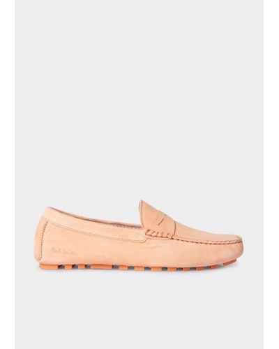 Paul Smith Peach Suede 'tulsa' Driving Loafers Orange - Pink