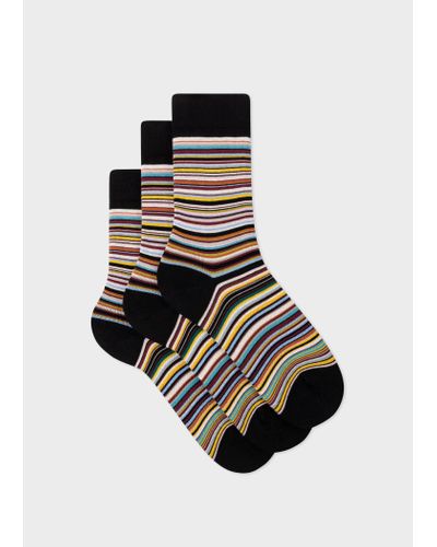 Paul Smith Women's 'signature Stripe' Socks Three Pack - Black