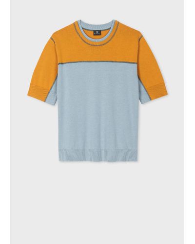 PS by Paul Smith Blue Contrast Knitted Top Yellow