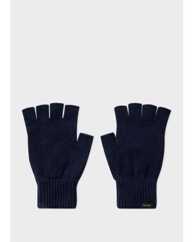 Paul Smith Dark Navy Cashmere-blend Fingerless Gloves - Blue