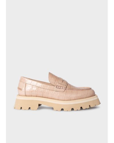 Paul Smith Nude Leather 'felicity' Loafers Brown - Natural