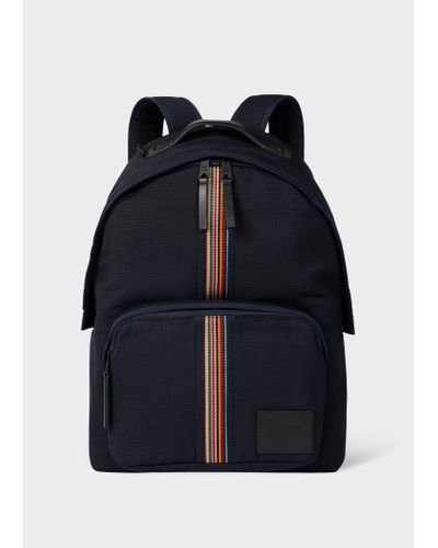 Paul Smith Navy 'signature Stripe' Backpack Blue