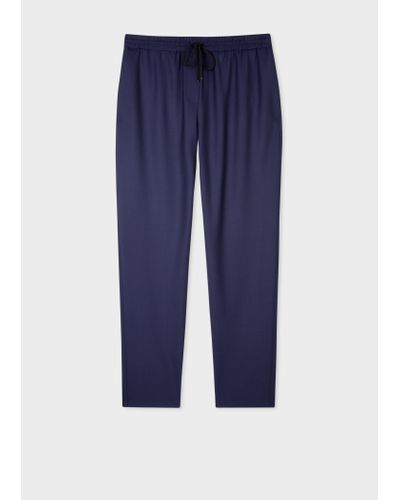 PS by Paul Smith Navy Drawstring Hopsack Trousers Blue