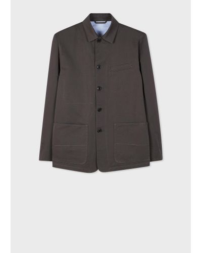 Paul Smith Charcoal Cotton-linen Work Jacket - Black