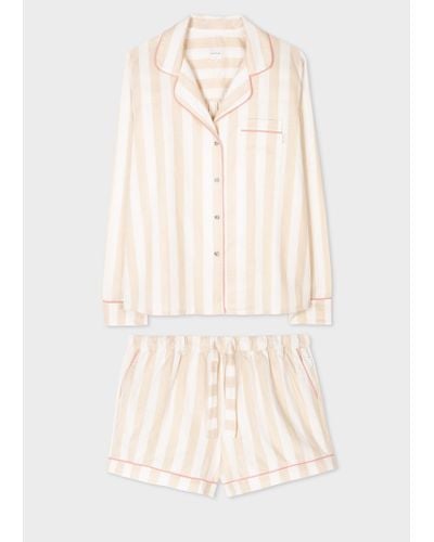 Paul Smith Cream Stripe Pyjama Shorts Set White - Natural