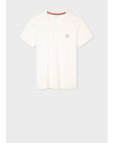Paul Smith Off-white Embroidered 'swirl Heart' T-shirt