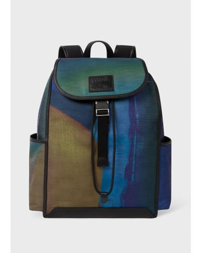 Paul Smith Recycled-polyester 'abstract' Backpack Multicolour - Blue