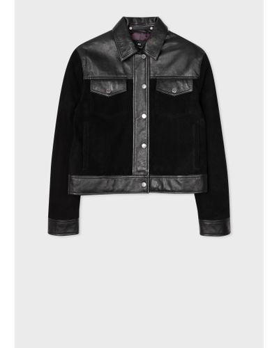 PS by Paul Smith Womens Jacket Suede Leather Mix - Black