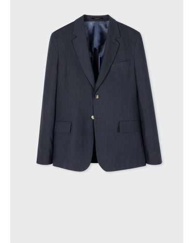 Paul Smith Navy Linen Buggy-Lined Blazer Blue