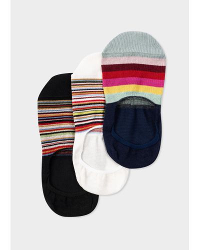 Paul Smith Women's Stripe Loafer Socks Three Pack - Blue