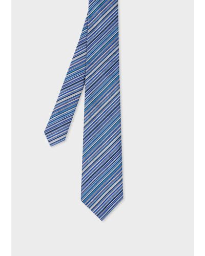 Paul Smith Dark Blue 'signature Stripe' Silk Tie