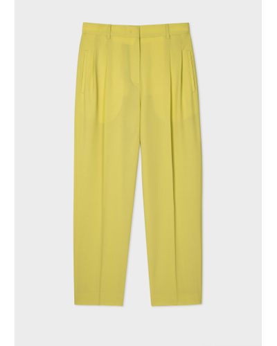 PS by Paul Smith Yellow Tapered-fit Wool Hopsack Trousers Green