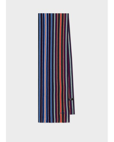 PS by Paul Smith Blue Merino Wool 'spectrum Stripe' Scarf