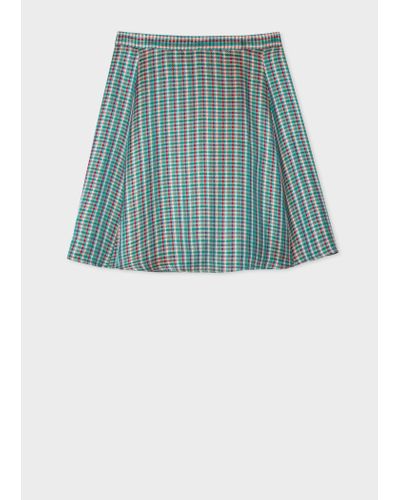 PS by Paul Smith Paul Smith 'houndstooth Check' Mini Skirt - Green