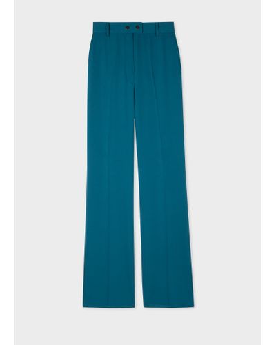 Paul Smith Teal Wool Bootcut Trousers Blue