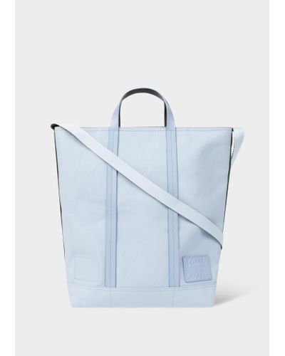 Paul Smith Sky Blue Canvas Reversible Tote Bag With Shoulder Strap