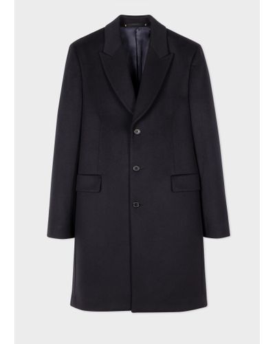 Paul Smith Navy Blue Wool-cashmere Epsom Coat