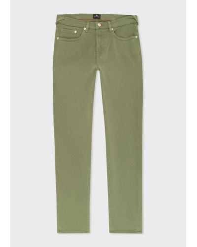 PS by Paul Smith Tapered-fit Khaki Green Organic Cotton-stretch Garment-dyed Jeans