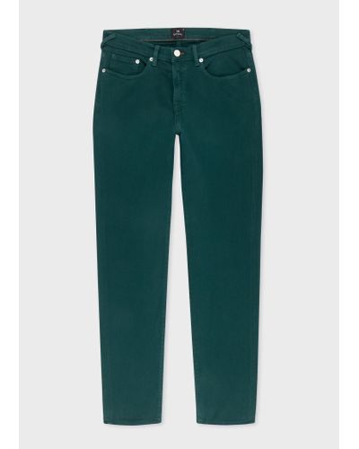 PS by Paul Smith Tapered-fit Petrol Green Garment-dyed Organic Cotton-stretch Jeans