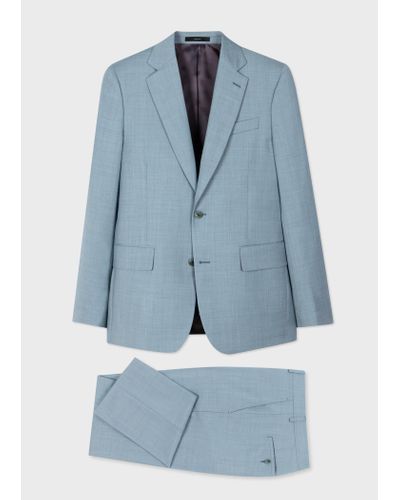 Paul Smith The Brierley - Light Blue Overdyed Melange Wool Suit