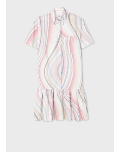 Paul Smith Faded 'swirl' Shirt Dress Multicolour - Pink